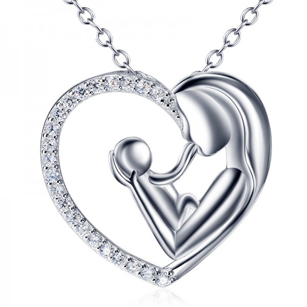 Silver 3A Zircon Valentine'S Day Present Ladies' Necklace With Chain