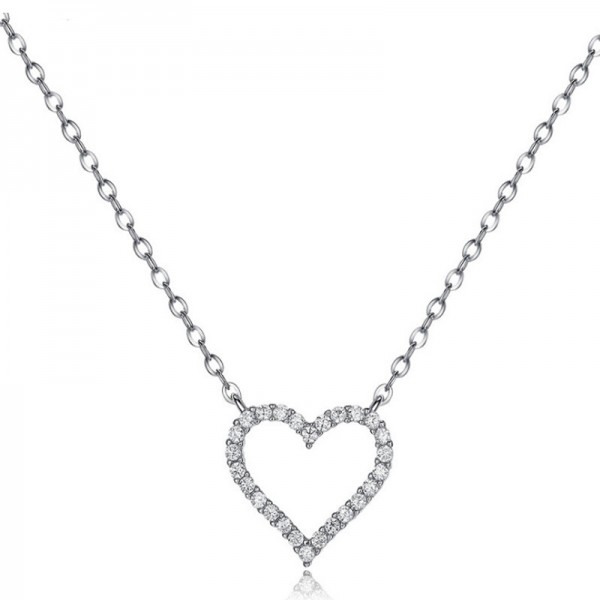 Silver Vogue 3A Zircon Ladies' Necklace With Chain Valentine'S Day Gift