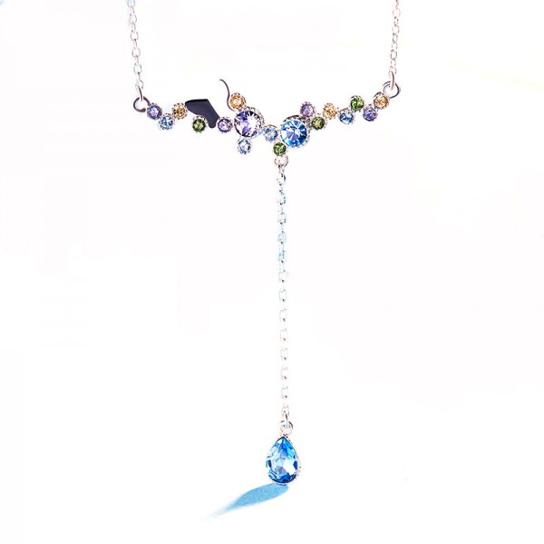 S925 Sterling Silver Crystal Butterfly Necklace