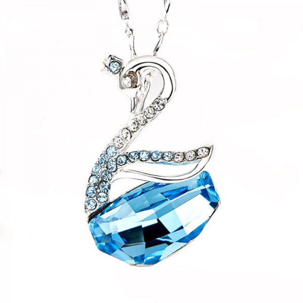 Simple S925 Silver Swan Crystal Clavicle Necklace