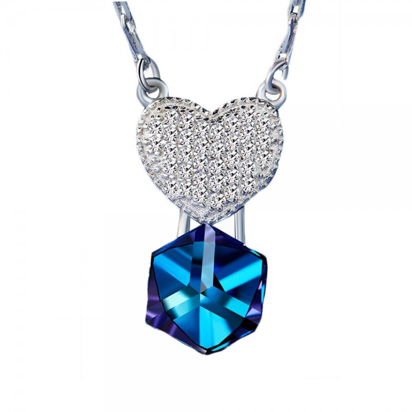 Blue Crystal Personalized Clavicle Necklace