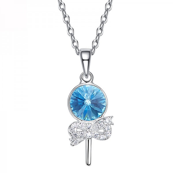S925 Sterling Silver Pendant Crystal Necklace