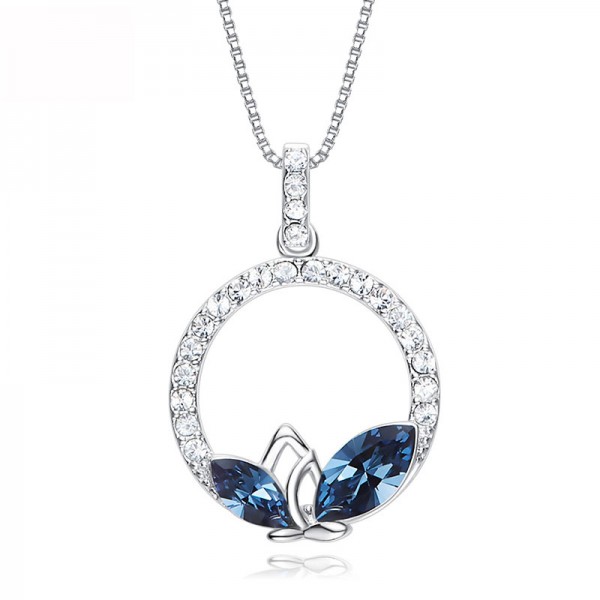 S925 Sterling Silver Necklace Ladies Crystal Pendants