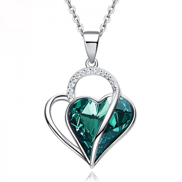 Elegant Heart-Shaped Christmas S925 Sterling Silver Necklace